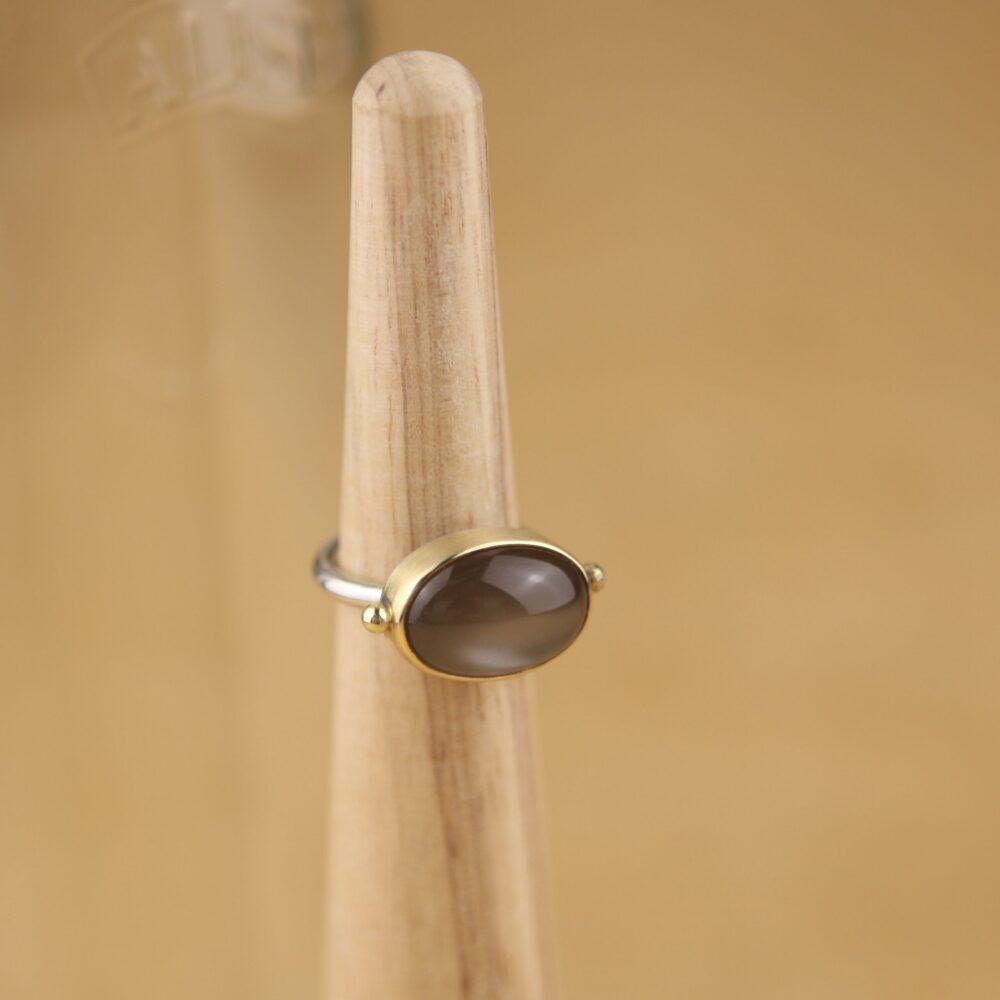 East-West Brown Moonstone Ring