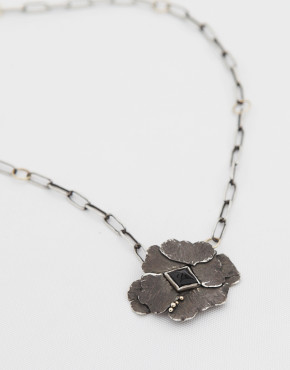 Black/Gold Hibiscus Necklace