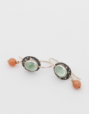 Prehenite/Peach Moonstone Warrior Chick Earrings