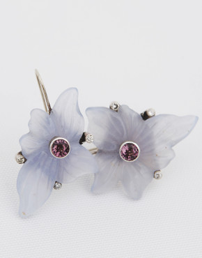 Chalcedony/Spinel/Diamond Earrings