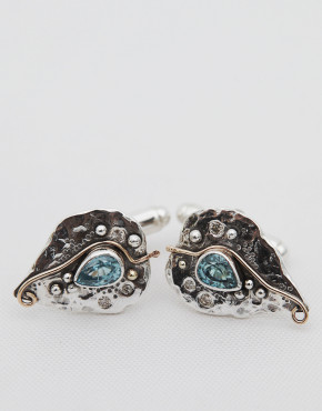 Falling Leaves Blue Zircon/Dia. Leaf Cufflinks