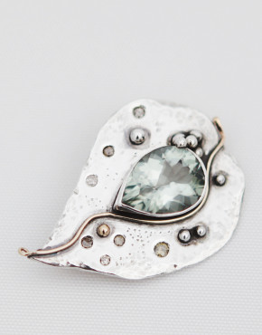 Falling Leaf Prasolite Pendant/Brooch