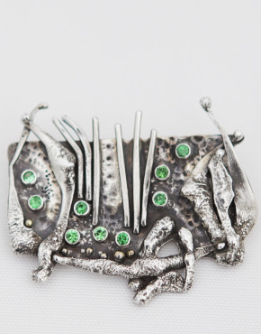 Garden of Earthly Delights Green Garnet Brooch