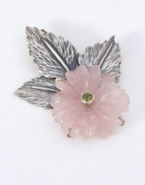 Pink Quartz/Mali Garnet Brooch #1
