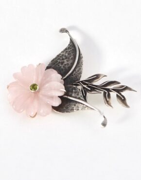 Pink Quartz/Mali Garnet Brooch #2