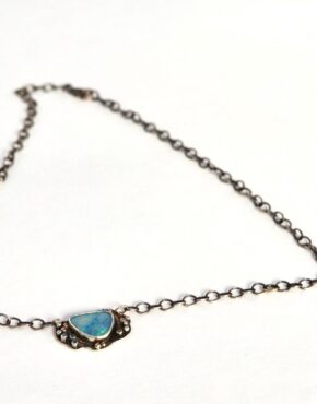Opal/Multi-Diamond Oyster Necklace