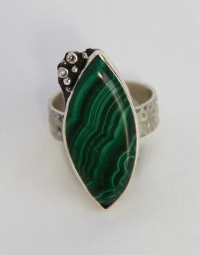 Malachite/Diamond Shield Ring