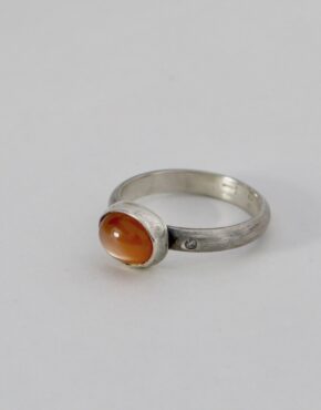 Peach Moonstone with Diamond Stacking Ring