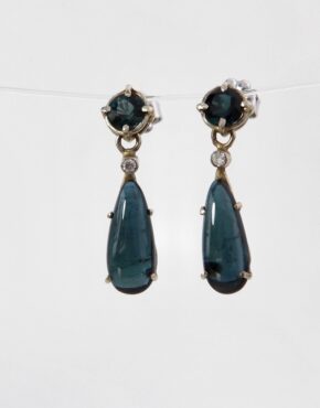 Blue Tourmaline/Diamond Earrings