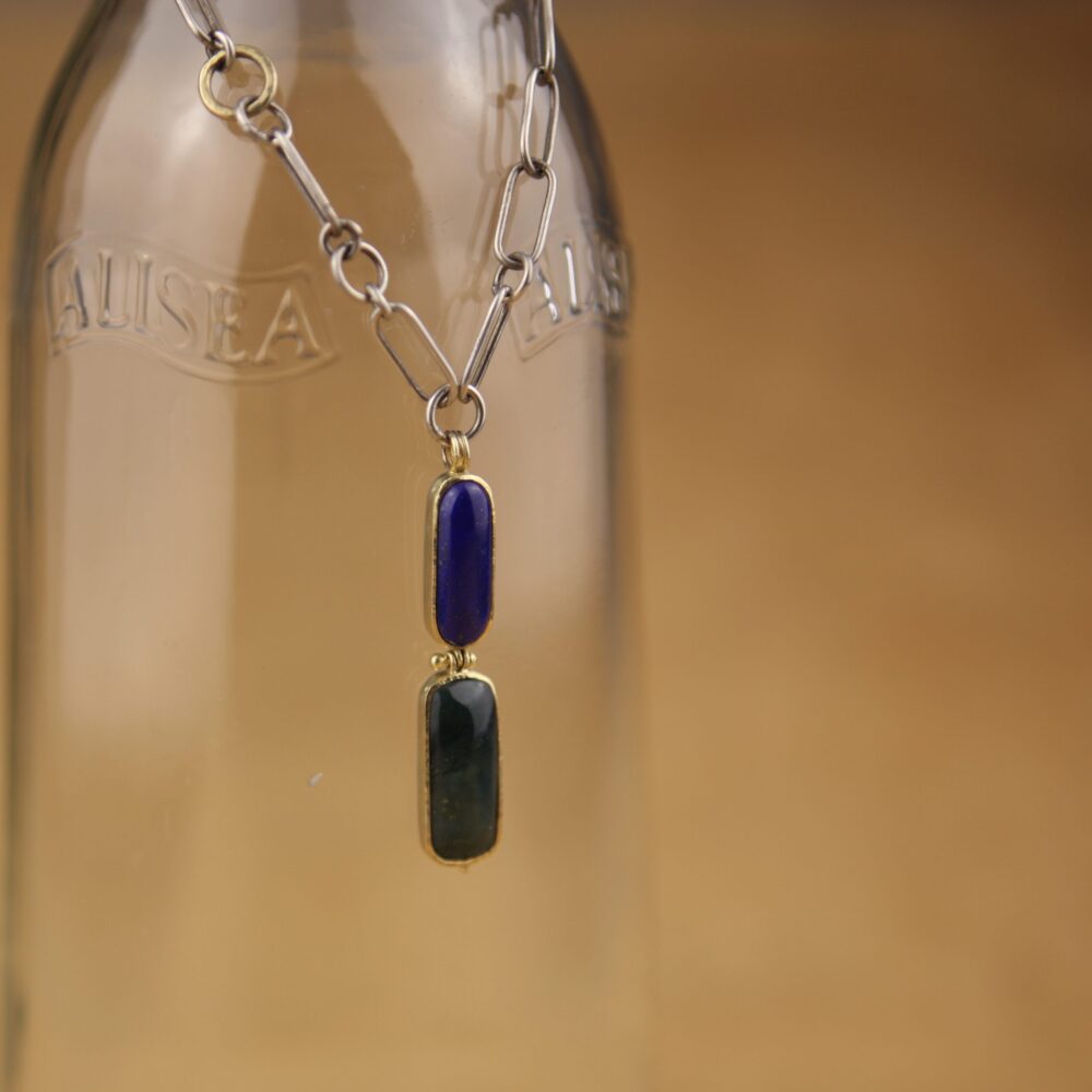 Lapis Lazuli + Moss Agate Necklace