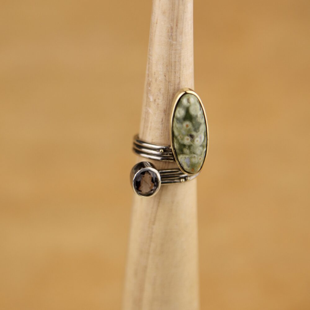 Spinel + Ocean Jasper Toi et Moi Ring