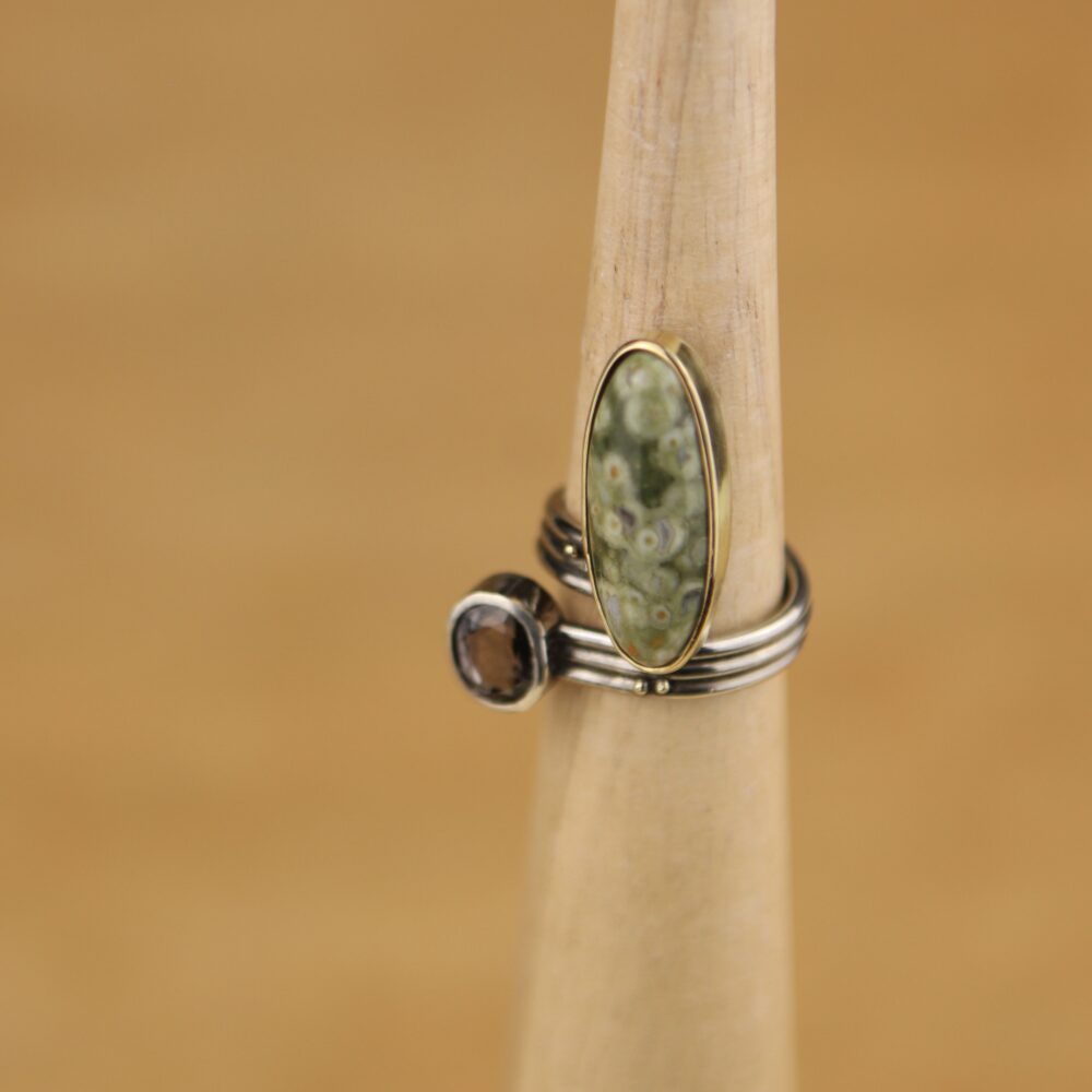 Spinel + Ocean Jasper Toi et Moi Ring - Image 2