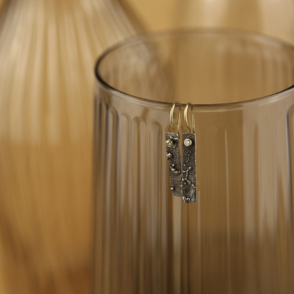 Long Textural Diamond Earrings