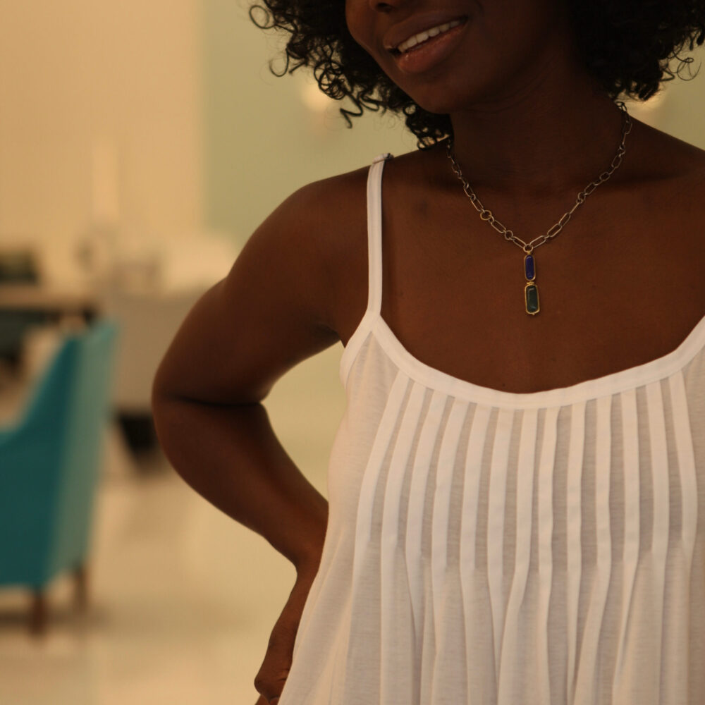 Lapis Lazuli + Moss Agate Necklace - Image 3